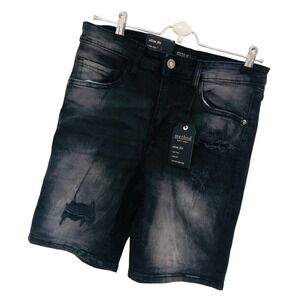 NWT Method Denim Shorts Distressed Goth Grunge Punk Alt Edgy Slim Unisex Size 30